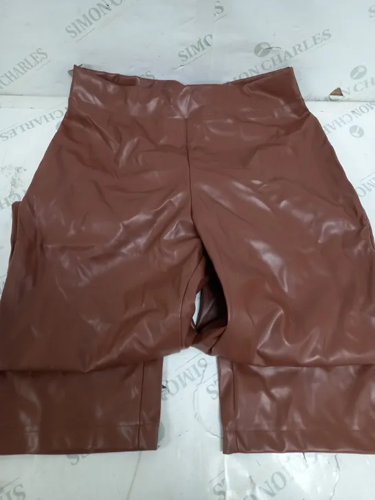 KIM AND CO TOFFEE FLUX LEATHER LEGGINGS SIZE M 