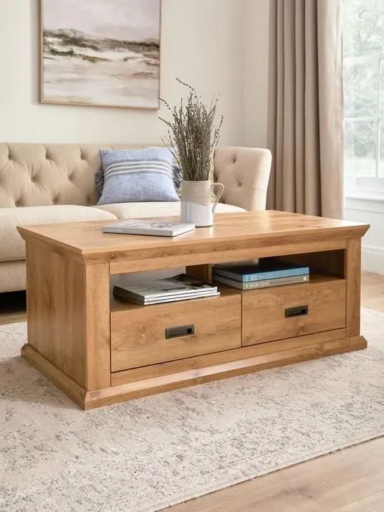 BOXED CLIFTON OAK-EFFECT COFFEE TABLE (1 BOX)  RRP £139.99