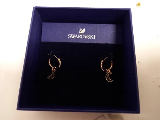 SWAROVSKI ROSE GOLD DROP EARRINGS WITH CRESCENT MOON DETAIL