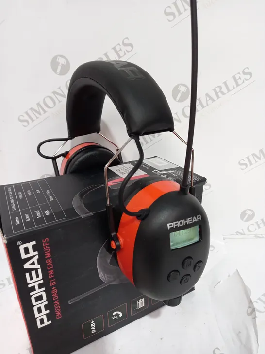 BOXED RED AD BLACK PROHEAR BT FM EAR MUFFS 