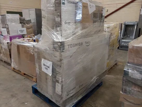 PALLET OF APPROXIMATELY 11 ASSORTED UNPROCESSED RAW RETURNS TELEVISIONS TO INCLUDE;