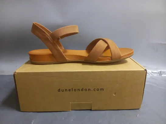 DUNE LONDON CROSS TRAP COMFORT SANDALS CAMEL SIZE 8 