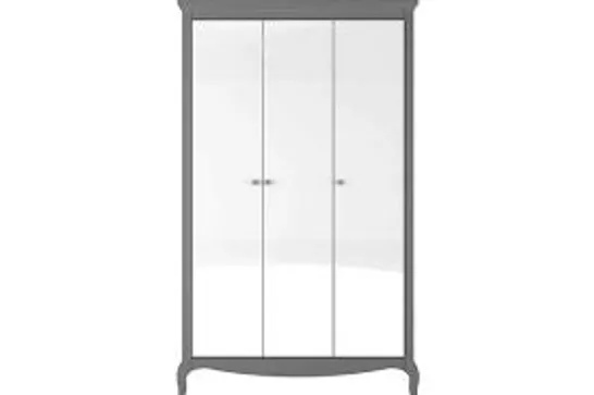 BOXED GRADE 1 SANDY MIRRORED 3 DOOR WARDROBE GREY ( BOXES 1 & 3 ONLY) RRP £539