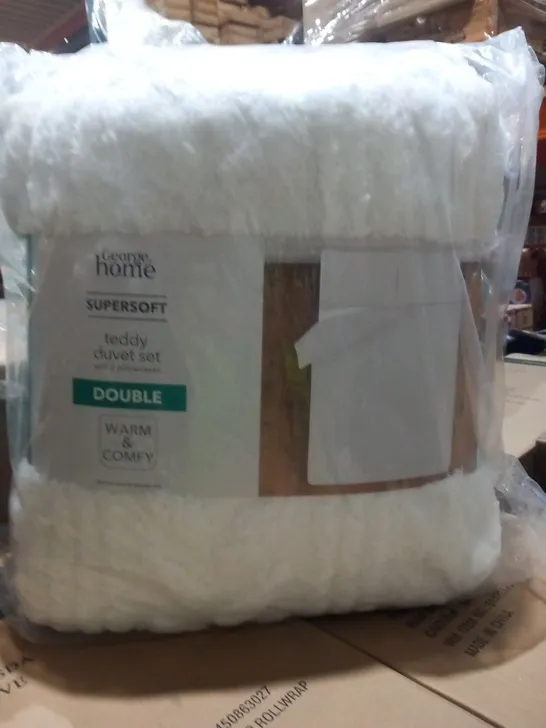 BRAND NEW BAGGED SUPERSOFT TEDDY DUVET SET WITH 2 PILLOW CASES DOUBLE WARM AND COMFY