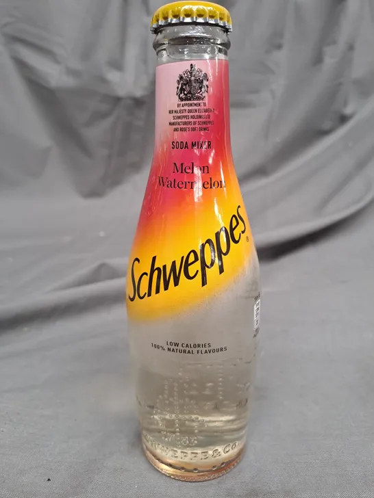 box of approximately 20 Schweppes melon watermelon bottles 