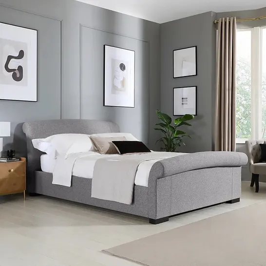 BRAND NEW BOXED BUCKINGHAM GREY FABRIC KING SIZE BED (3 BOXES)