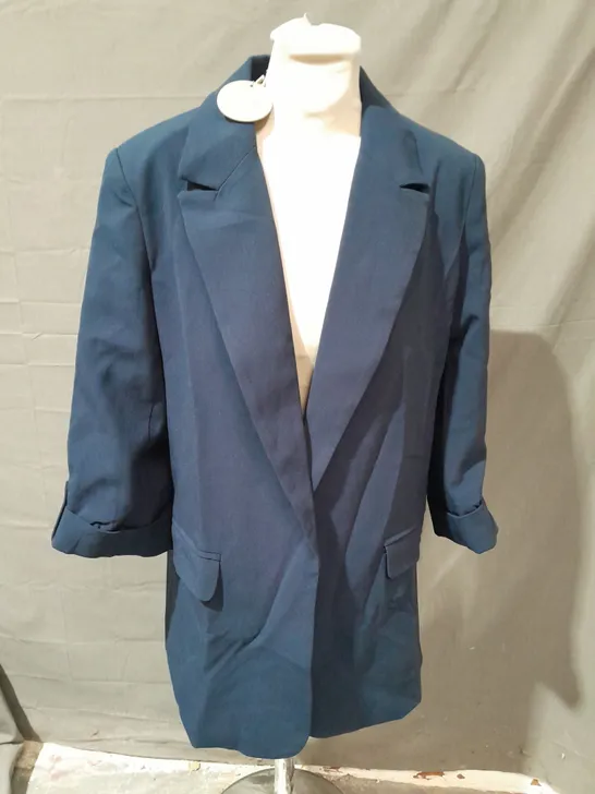 APRICOT TURN UP SLEEVE OPEN BLAZER IN NAVY - M