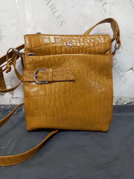 ASHWOOD LEATHER CROSSBODY BAG IN MUSTARD CROC