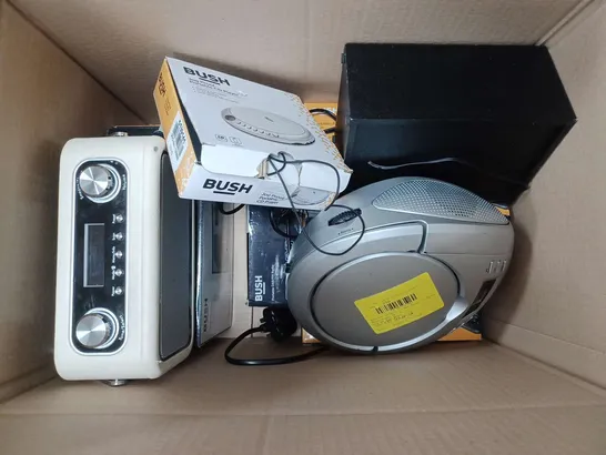 APPROXIMATELY 9 ASSORTED BUSH PRODUCTS TO INCLUDE PORTABLE CD PLAYER, BUSH CLASSIC DAB/FM BLUETOOTH RADIO, CD RADIO BOOMBOX, ETC