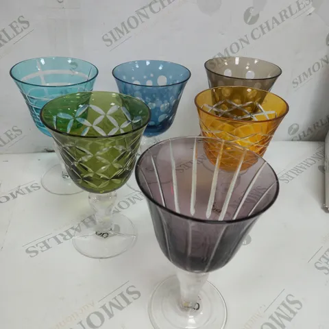 CUTTINGS WINE GLASS SET OF 6 MULTI COLOR