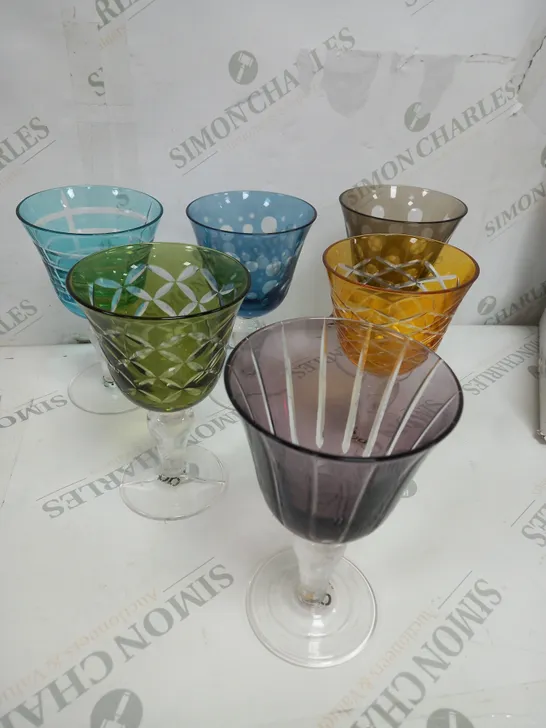 CUTTINGS WINE GLASS SET OF 6 MULTI COLOR