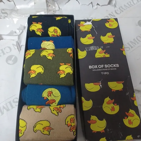 BOX OF 5 PAIRS OF WHAT THE DUCK SOCKS