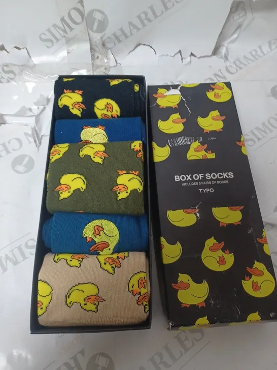 BOX OF 5 PAIRS OF WHAT THE DUCK SOCKS