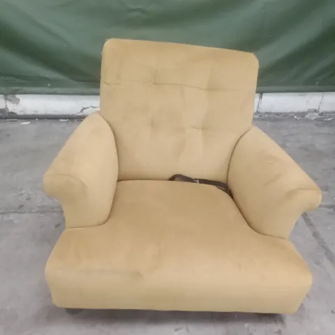 DESIGNER THE LOUNGE COMPANY MADE SMALL ARMCHAIR - YELLOW FABRIC