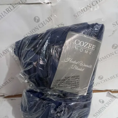 COZEE HOME HEATED PLUSH WEARABLE TV BLANKET IN NAVY