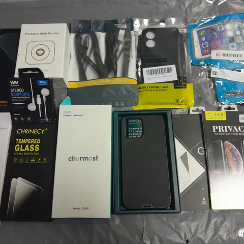 LOT OF ASSORTED MOBILE PHONE ACCESSORIES TO INCLUDE SCREEN PROTECTORS, CASES AND CHARGING CABLES