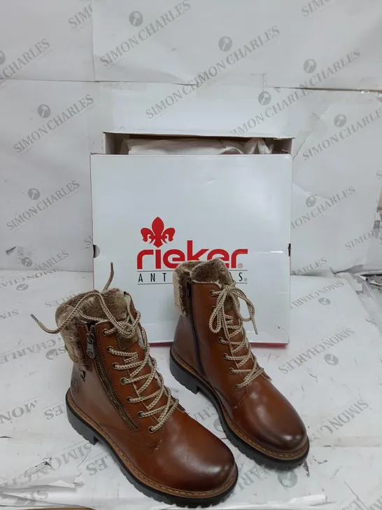 BOXED RIEKER FUR CUFF BOOTS BROWN SIZE 4