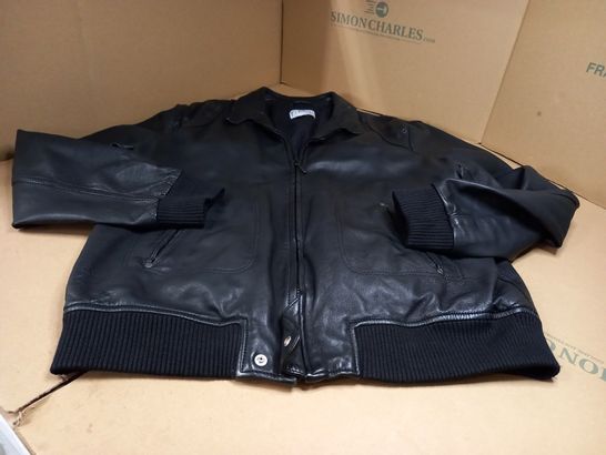 DESIGNER BLACK FAUX LEATHER JACKET - XXL