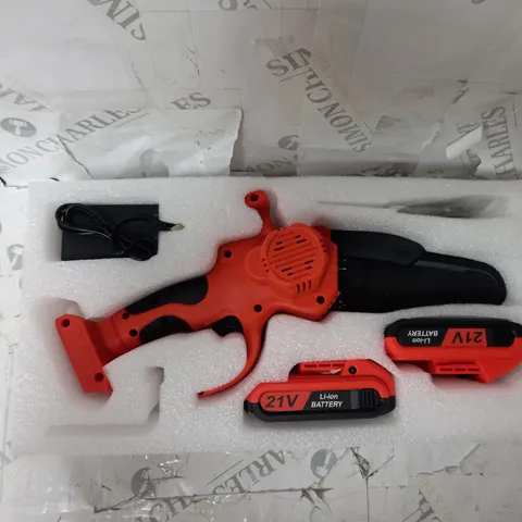 MINI HANDHELD ELECTRIC CHAINSAW WITH LITHIUM ION BATTERY. 