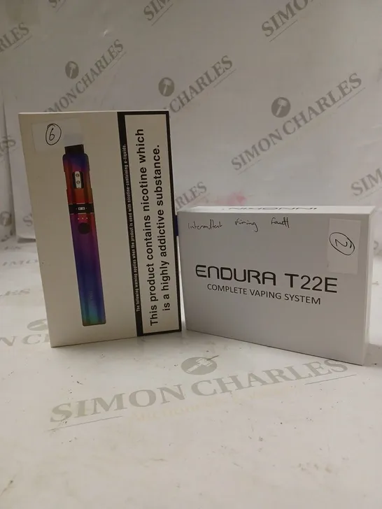 LOT OF TWO TO INCLUDE ENURA T22E COMPLETE VAPING SYSTEM AND ENDURA T1811