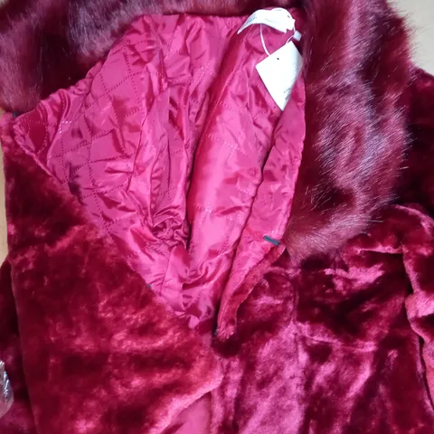 DESIGNER STYLE FAUX FUR SOFT JACKET IN RED SIZE XL