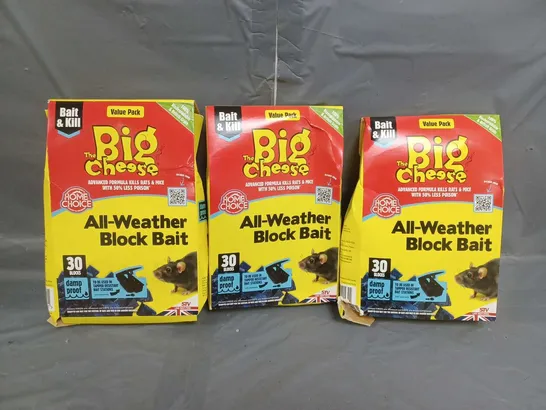 3 BOXED BAIT & KILL THE BIG CHEESE ALL-WEATHER BLOCK BAIT 