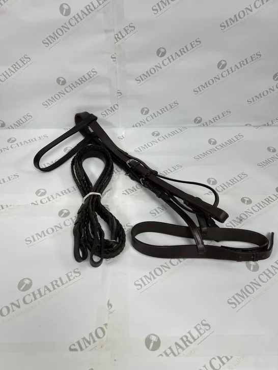 BRIDLE AND REINS SET IN BROWN