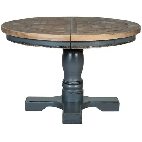 BRAND NEW BOXED HENLEY RECLAIMED PINE ROUND EXTENDING DINING TABLE 120 diam, H 77cm, (3 BOXES)