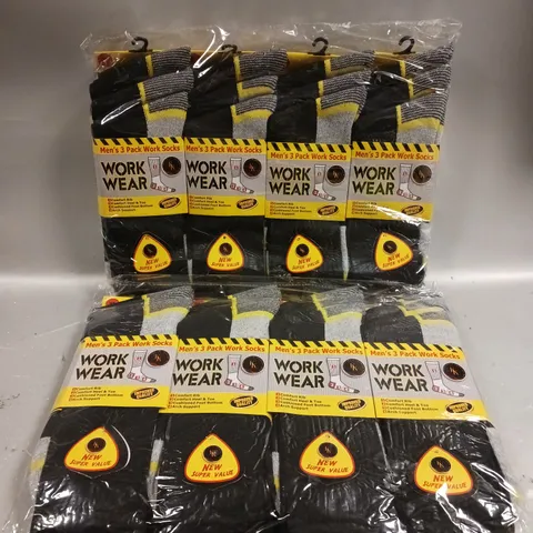 8 PACKS (3 PAIRS PER PACK) OF BRAND NEW SEALED MEN'S WORK WEAR WORK SOCKS - UK 6-11	