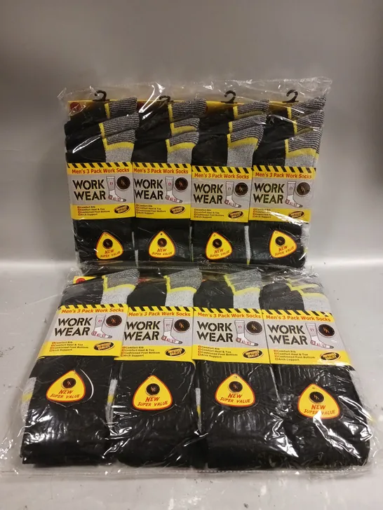 8 PACKS (3 PAIRS PER PACK) OF BRAND NEW SEALED MEN'S WORK WEAR WORK SOCKS - UK 6-11	