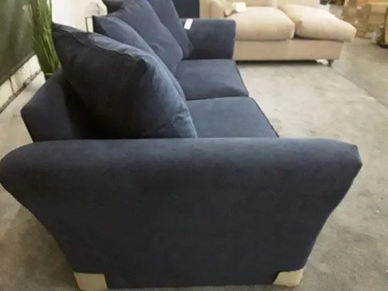 QUALITY DESIGNER 3 SEATER SOFA - DARK BLUE FABRIC 