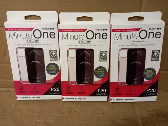 LOT OF 3 MINUTE ONE CLEAR CASES FOR IPHONE 12 PRO MAX