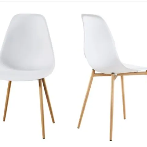 APPROXIMATELY TEN BRAND NEW BOXED ASTRID WHITE DINING CHAIRS WITH WOODEN LEGS(TWO BOXES)