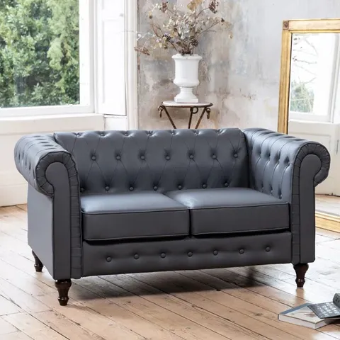 BOXED QUALITY DESIGNER MARZANO 2 SEATER FAUX LEATHER UPHOLSTERED SOFA