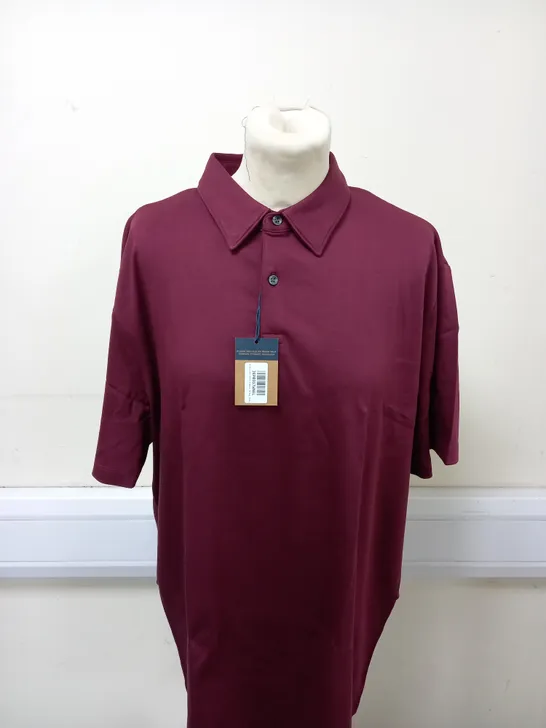 BAGGED CHARLES TYRWHITT WINE PLAIN SHORT SLEEVE JERSEY POLO SIZE L