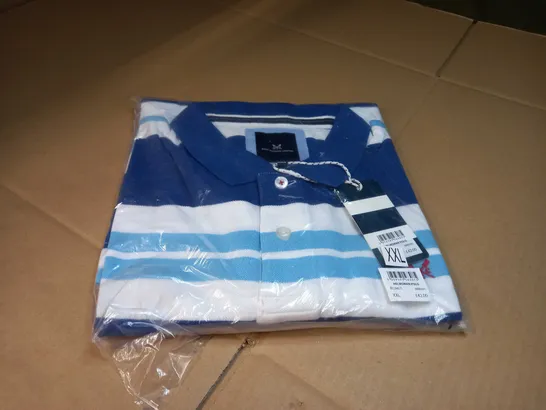 PACKAGED CREW CLOTHING COMPANY BLUE STRIPE POLO - XXL