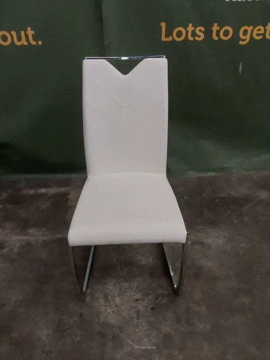 DESIGNER FAUX LEATHER UPHOLSTERED DINING CHAIR - WHITE