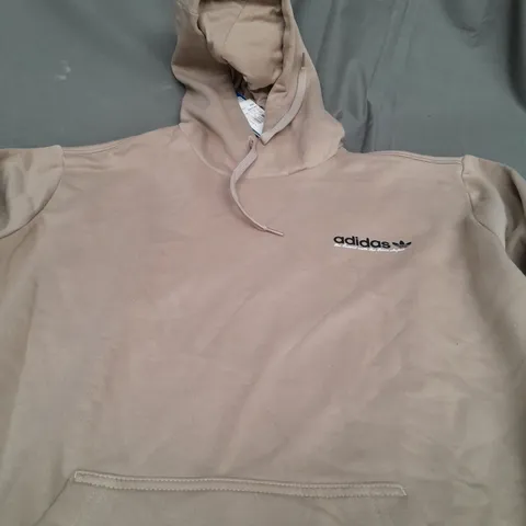 ADIDAS BROWN LOGO HOODIE  - XL