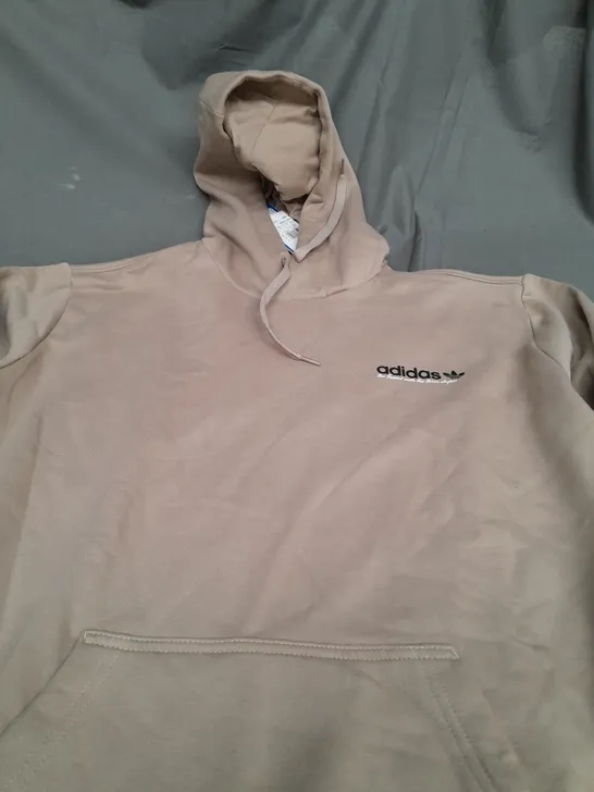 ADIDAS BROWN LOGO HOODIE  - XL