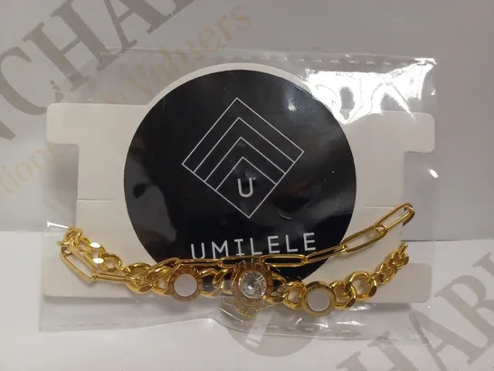 UMILELE GOLD EFFECT BRACELET WITH SPARKLE STONE AND PEARL EFFECT DETAIL