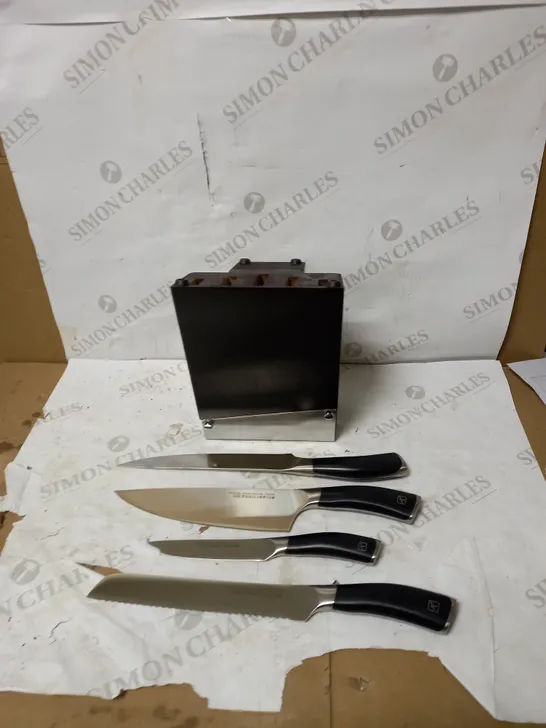 ROCKINGHAM FORGE 6 PIECE KNIFE BLOCK SET (KNIFES MISSING)