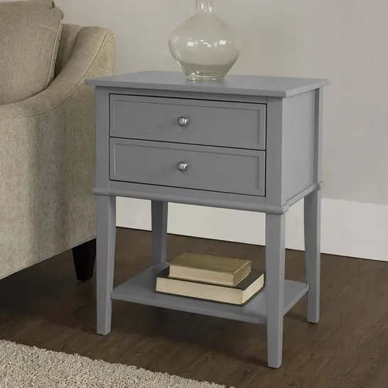 BOXED HAMAL SIDE TABLE WITH STORAGE GREY