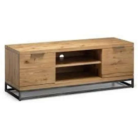 BOXED GRADE 1 OAK TV UNIT OAK + GUNMETAL (1 BOX)