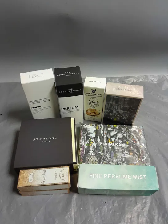 BOX OF APPROXIMATELY 8 ASSORTED BOXED FRAGRANCES TO INCLUDE - THE ESSENCE VAULT - PENHALIGON'S - JO MALONE LONDON - ETC