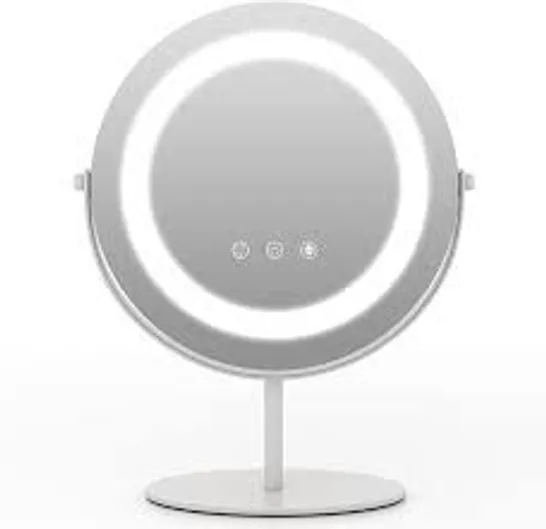 BOXED COSTWAY MAKEUP MIRROR WITH 3 COLOR LED LIGHT, 360° ROTATION, SMART CONTROL TOUCH AND MEMORY FUNCTION - WHITE (1 BOX)