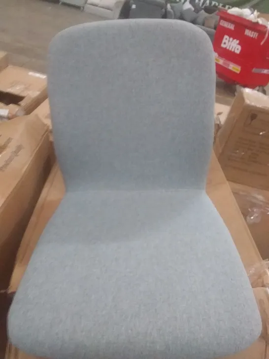 BOXED PAIR OF GREY FABRIC DINING CHAIRS