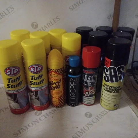 LOT OF HOUSEHOLD ITEMS TO INCLUDE STP TUFF STUFF , RAPIDE SILICONE LUBERICANT , ETC