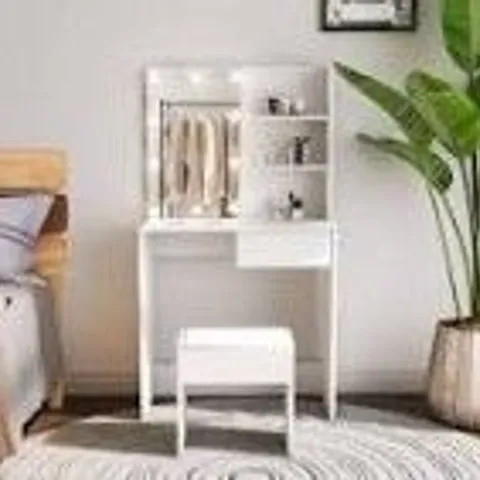 BOXED CLIPOP 2 DRAWER DRESSING TABLE WITH STOOL SGJTDR012WH-2