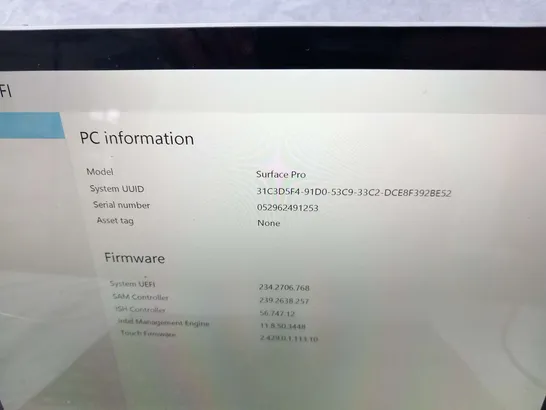 MICROSOFT SURFACE PRO 128GB