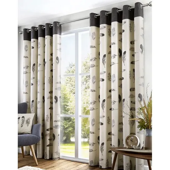 COTTON ROOM DARKENING GROMMET/EYELET CURTAIN PAIR